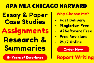 write case study, paper, internship report, assignment, research and summary
