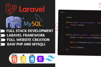develop a fully functional website using PHP mysqli laravel
