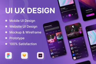 do website ui, mobile app ui and wireframe ui ux designs in figma