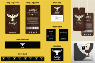 design clothing hang tag, neck label, price tag and care label