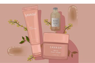 a beautiful illustration of your cosmetic product