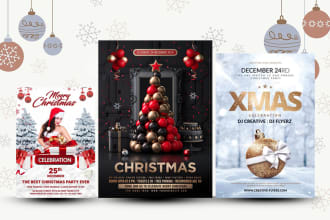 do dj flyer, event flyer design or christmas postcard design