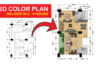 create 2d floor plan to colorful with interior