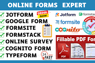 create  jotform, google form, online survey, typeform, formstack, formsite