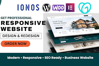 design or redesign hostinger, godaddy or ionos elementor wordpress website