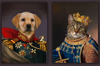 make custom royal pet portrait in oil painting style