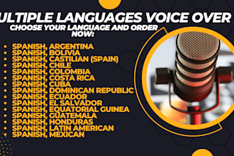 do voice over by multiple characters for multiple languages