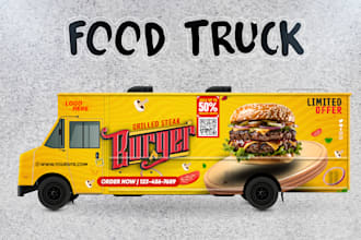 design professional box truck trailer food truck pickup truck van wrap design