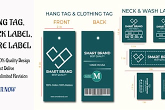 design clothing hang tag, neck label, label in 6h