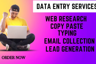 do perfect data entry, web research and copy paste