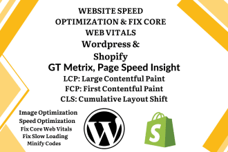 do wordpress shopify speed optimization, fix core web vitals