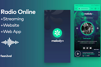 create your online radio, radio website cover with mobile web apps pwa