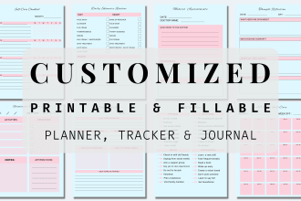 design custom, printable planner, tracker, and journal