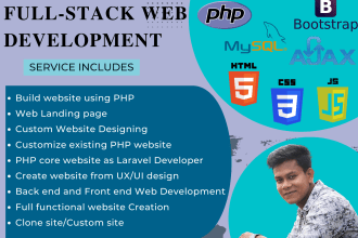 design, develop php website php bug fix as a php laravel developer