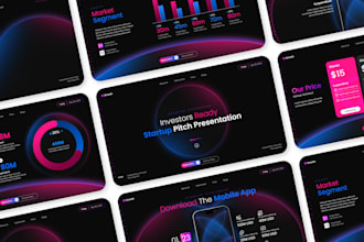 design startup pitch deck, company profile, investor pitch deck, presentation