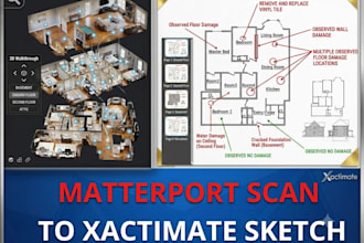 do convert matterport scan to xactimate sketch, esx and insurance estimate