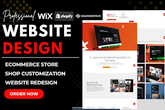 design ecommerce on godaddy, shopify, wix, squarespace, wix, wix studio webshop