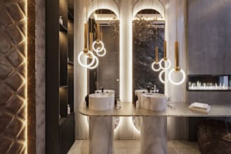 do bathroom interior design, 3d rendering of bathroom