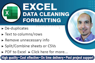 do ms excel data cleaning, formatting, merge or split CSV file