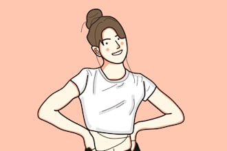draw minimalist flat line art portrait ilustration
