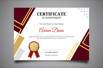 create  custom certificate design, diploma certificate or award certificate