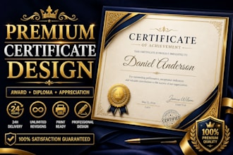 design professional award, diploma and gift certificate