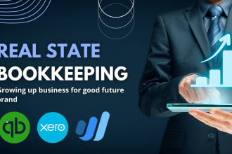 do quickbooks online, xero setup and bookkeeping for real estate business