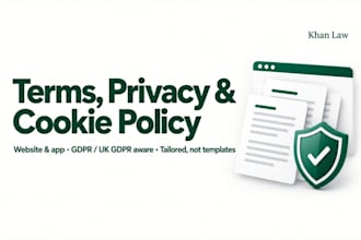 write terms and conditions, privacy policy and cookie policy