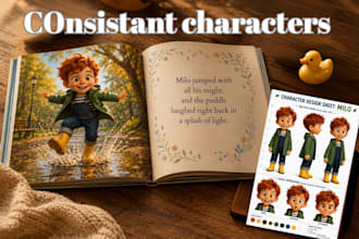 3d pixar style children book with characters consistency
