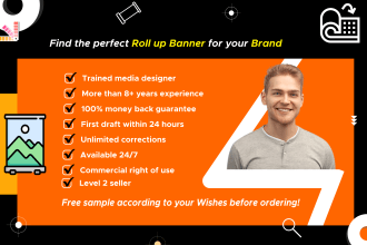design roll up banner, retractable banner, pull up or roller banner