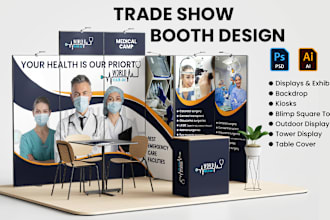 design a trade show booth and backdrop for your exhibition signage design