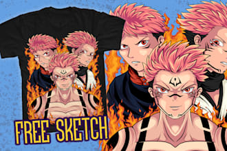 design anime illustration design for t shirts merch apparel