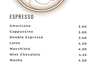 create a menu design for your coffee or restaurant