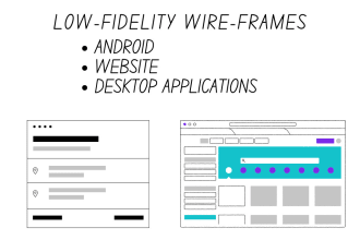 design low fidelity wire frame of android and web apps