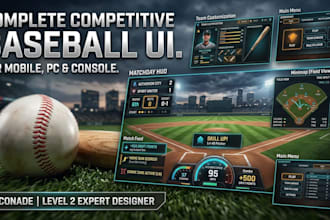 full mobile game UI with art work and game assets