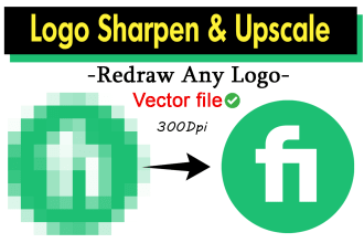 convert sharpen logo and upscale, redraw, vector, recreate