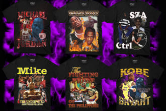 design a vintage old school 90s bootleg rap for your tee