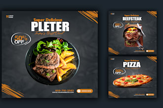 design food menu, restaurant menu, and social media posts and print ready