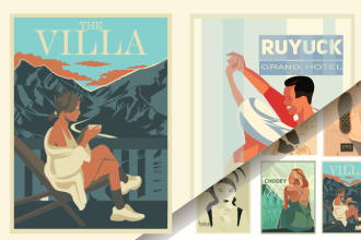 create vintage poster art deco style