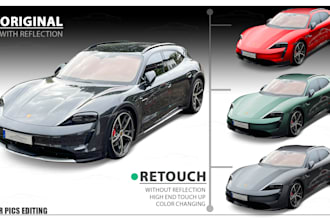 do car body retouch, remove reflection, dent and sketch