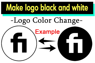 color change, make logo black and white color, recolor text, replace