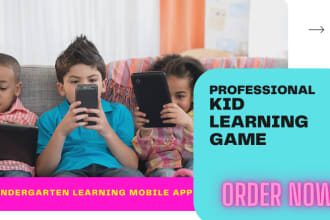 develop kid learning app, education app learning game with animation video