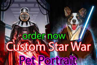 custom star war pet portrait dog portrait cat portrait