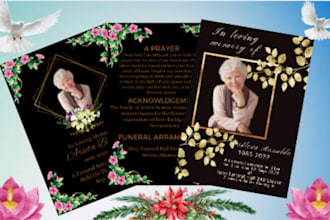 design funeral flyer, obituary, death, event, memorial flyer in 6hrs