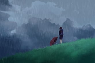draw fantasy anime landscape, background illustration