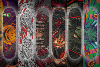 make  illustration for skateboard deck or electric deck