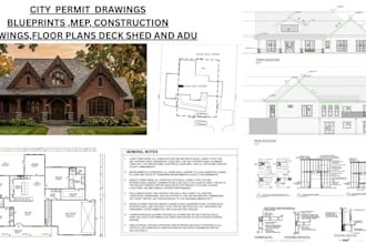 architect of city permit drawings, 2d floor plan, blueprints, shed, deck and adu
