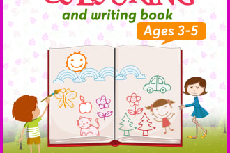 kids coloring pages, kids book cover, book interior for KDP