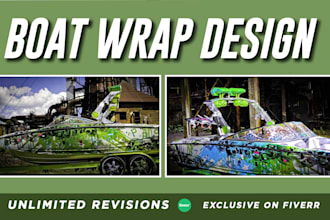 design a professional boat wrap yacht, jet ski, surfboard or ship wrap