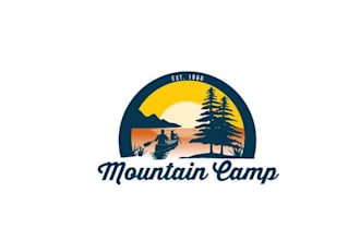 design famous genuine mountain camp logo